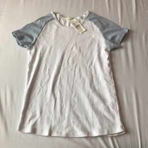 NWT Brandy Melville blue and white baseball tee